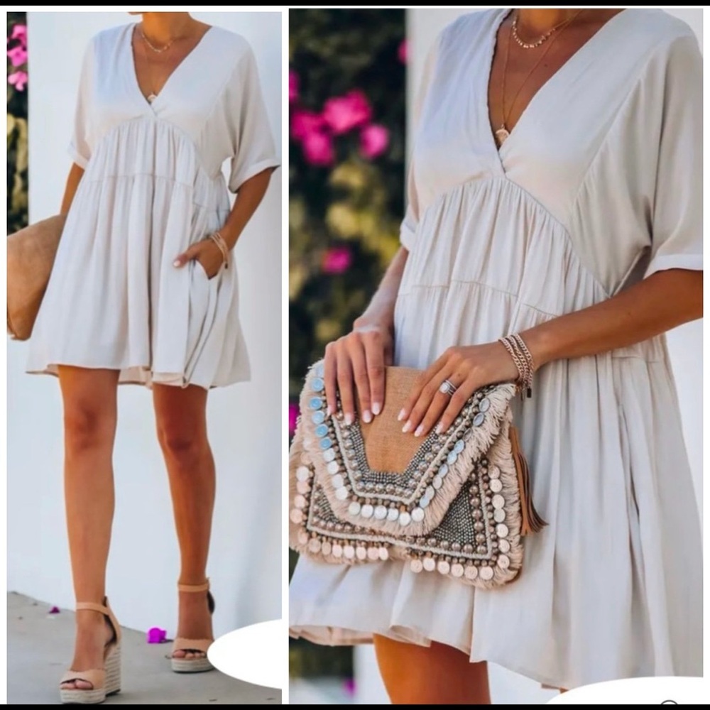 American Threads Cream Mini Dress